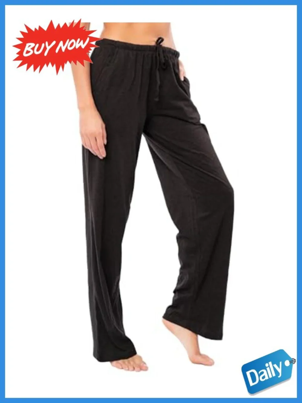 100% Cotton Knit Pajama Pants with Drawstring & Pockets Lounge Sleep Bottoms